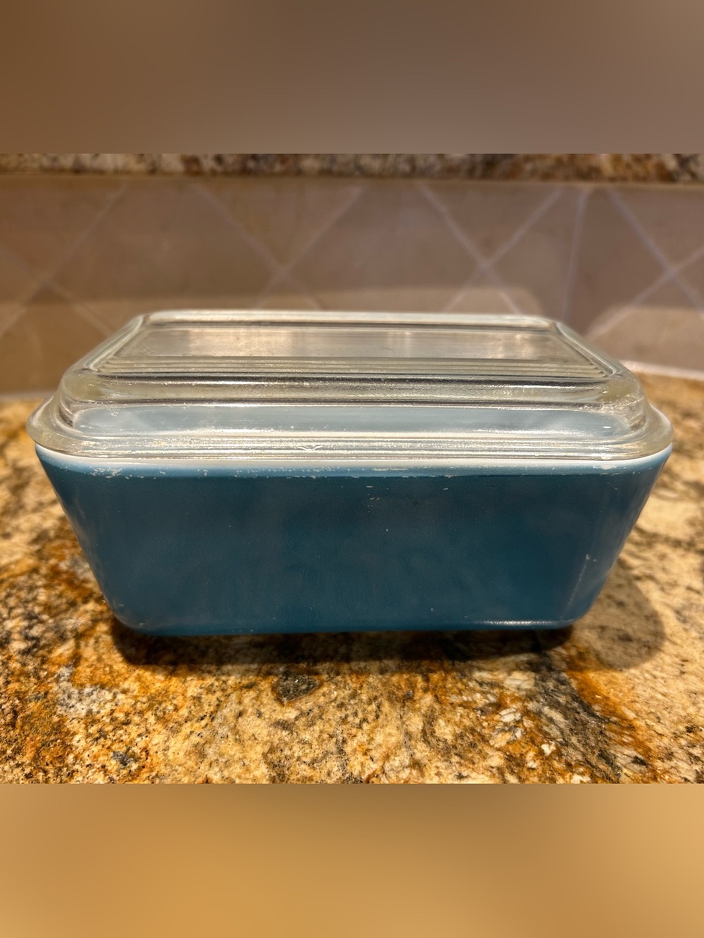 Vintage Pyrex Refrigerator Dish Blue 502-B Lid 6.75” is.